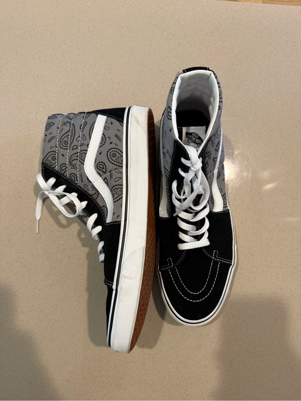 Vans Black and White Skate Shoes with Contrast Stitching